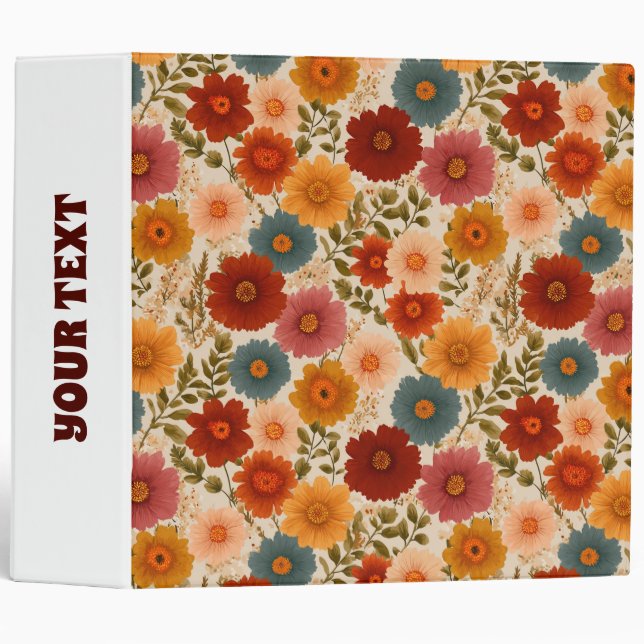 Vintage Daisy Floral Pattern Binder (Front/Spine)