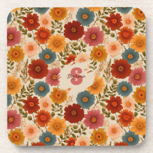 Vintage Daisy Floral Pattern Coaster