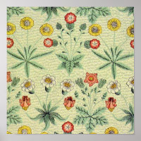 Vintage Daisy Floral Pattern Designer Wallpaper