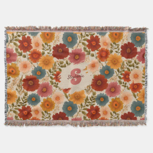 Vintage Daisy Floral Pattern Throw Blanket