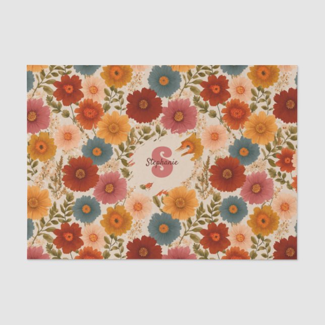 Vintage Daisy Floral Pattern Tissue Paper (Front)
