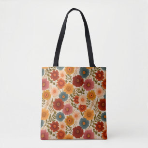 Vintage Daisy Floral Pattern Tote Bag