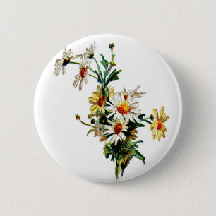 *Vintage Daisy* Flower Art 2 Inch Round Button