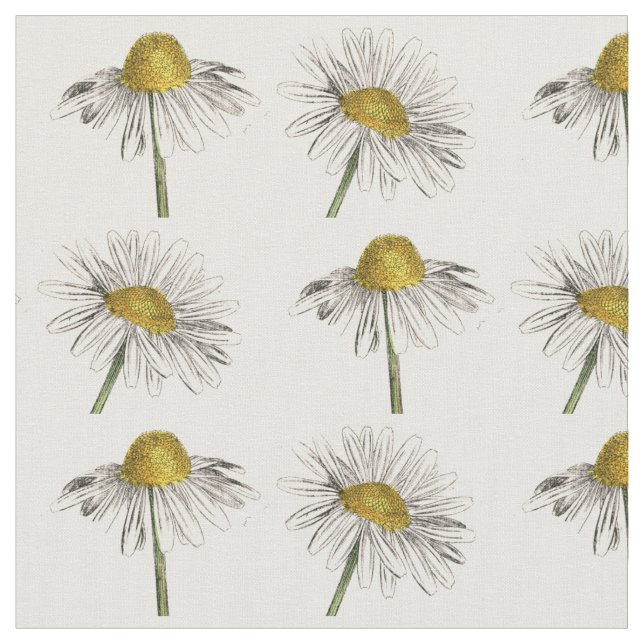 Vintage Daisy Flower Fabric (Close Up)