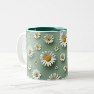 Vintage Daisy Flower Pattern Two-Tone Coffee Mug