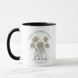 Vintage Daisy Flower Positive Quote Mug