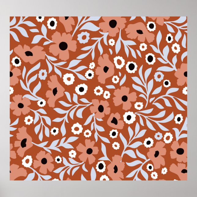 Vintage daisy flowers: abstract background. poster (Front)