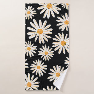 Vintage Daisy flowers seamless vintage pattern. Di Bath Towel