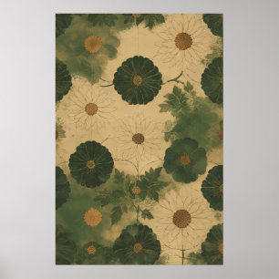 Vintage Daisy Garden: Hand-Drawn Botanical Pattern Poster