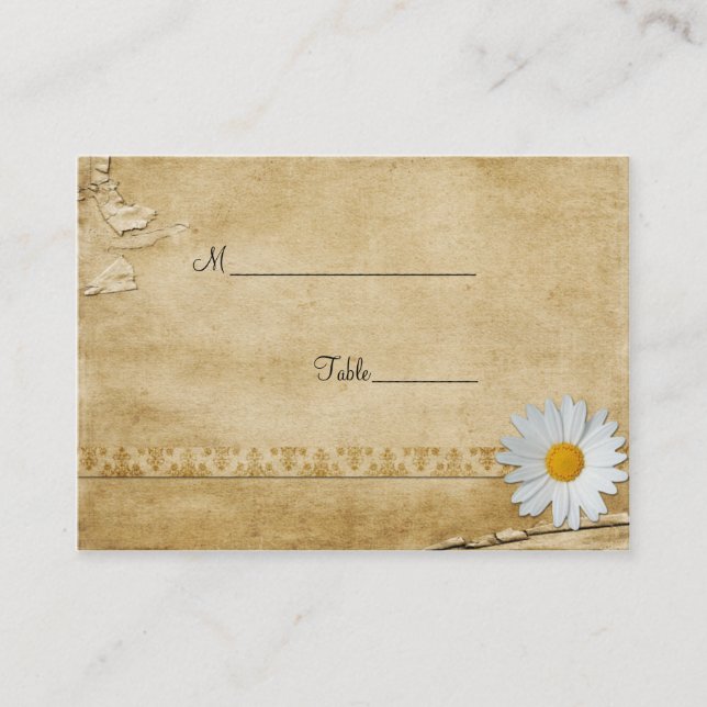 Vintage Daisy Table Place Card (Front)