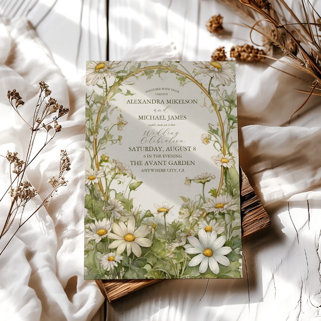 Vintage Daisy Wedding Art Nouveau Invitation (Creator Uploaded)