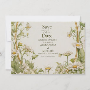 Vintage Daisy Wedding Art Nouveau Save The Date