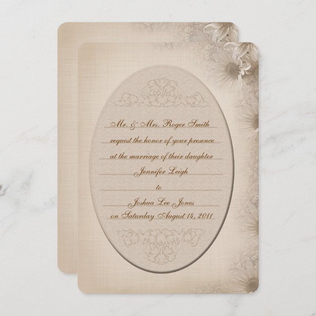 Vintage Daisy Wedding Invitation (Front/Back)