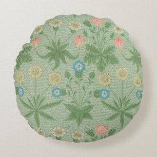 Vintage Daisy - William Morris Floral Pattern Round Pillow