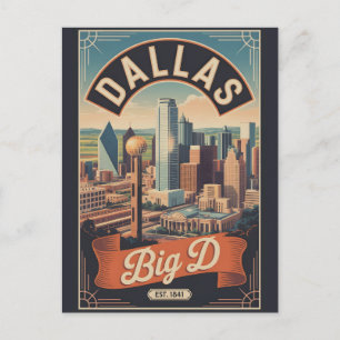 Vintage Dallas Texas Big D Retro Travel Postcard