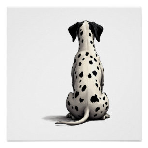 Vintage Dalmatian Dog From Behind Illustration Min Poster