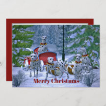 Vintage Dalmatian Sleigh Snow Christmas