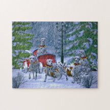 Vintage Dalmatian Sleigh Snow Christmas