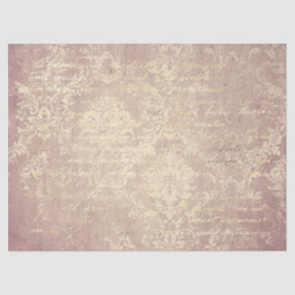 Vintage damask and script gold and pink distressed tissue paper