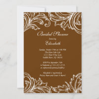 Vintage Damask Bridal Shower Invitation Fall Brown