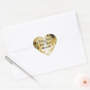 Vintage Damask Chandelier Gold Wedding Sticker