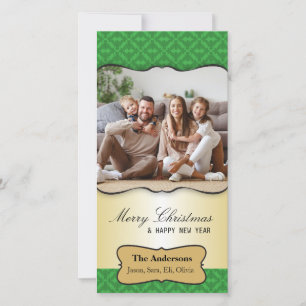 Vintage Damask Christmas Greeting Photo Card