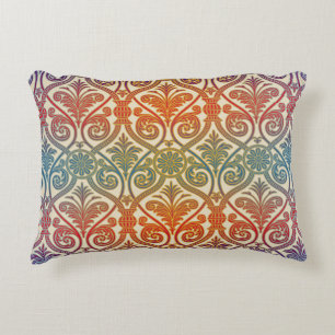 Vintage Damask Contour Wallpaper - blue violet red Accent Pillow