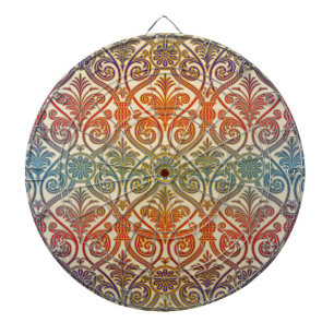 Vintage Damask Contour Wallpaper - blue violet red Dartboard