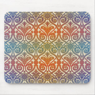 Vintage Damask Contour Wallpaper - blue violet red Mouse Pad