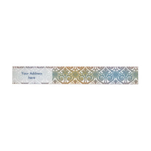 Vintage Damask Contour Wallpaper - blue violet red Wraparound Address Label