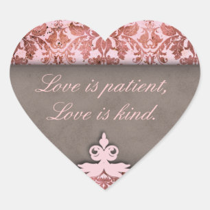Vintage Damask Elegant Save the Date Heart Sticker