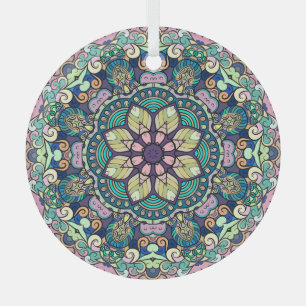 Vintage Damask: Elegant Seamless Pattern Glass Ornament