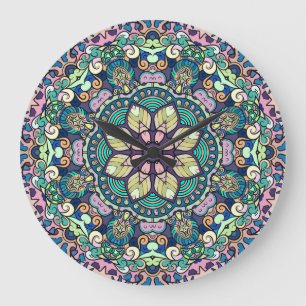 Vintage Damask: Elegant Seamless Pattern Large Clock