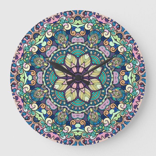 Vintage Damask: Elegant Seamless Pattern Large Clock (Front)