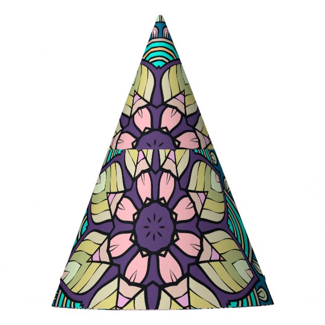 Vintage Damask: Elegant Seamless Pattern Party Hat (Front)