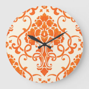 Vintage Damask: Elegant Seamless Texture Large Clock
