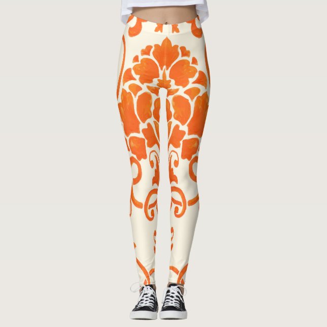 Vintage Damask: Elegant Seamless Texture Leggings (Front)