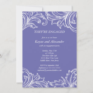 Vintage Damask Engagement Invitations Violet