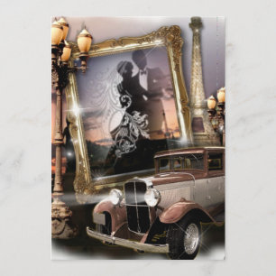 Vintage damask gangster wedding invites
