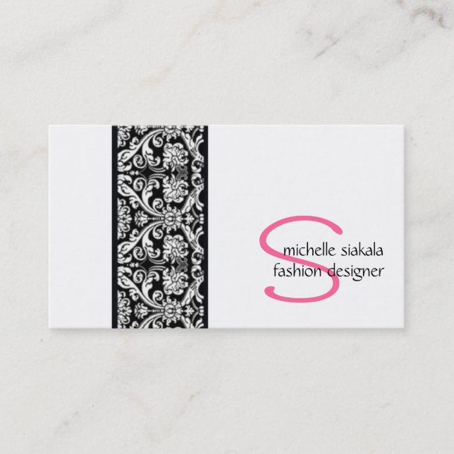 vintage; damask monogram business card (Front)