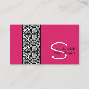 vintage; damask monogram business card