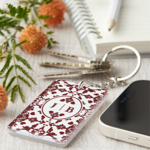 Vintage Damask Monogram Keychain