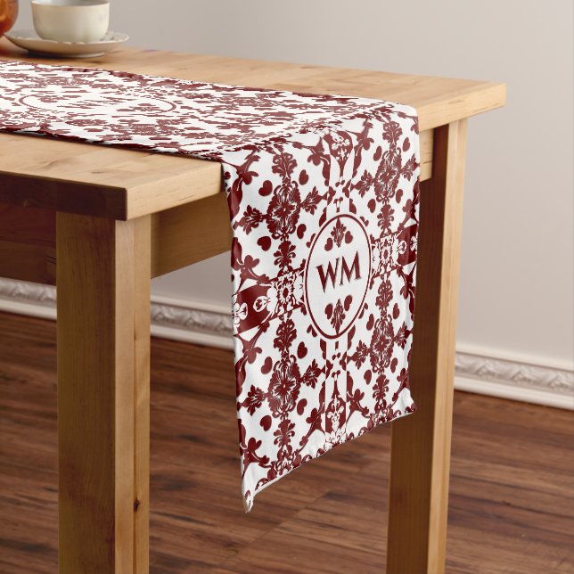 Vintage Damask Monogram  Medium Table Runner (In Situ)