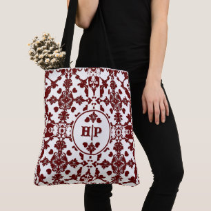 Vintage Damask Monogram Tote Bag