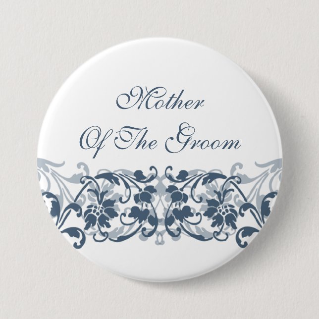 Vintage Damask Mother of the Groom Button / Pin (Front)