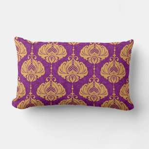 Vintage damask ornamental seamless pattern lumbar pillow