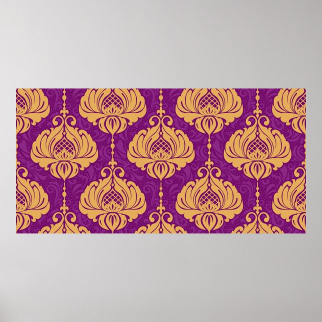 Vintage damask ornamental seamless pattern poster (Front)