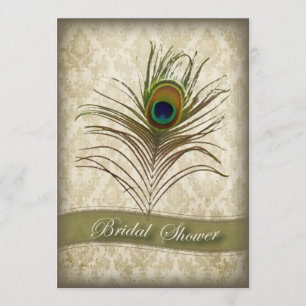 Vintage damask paon nuptiale invitation