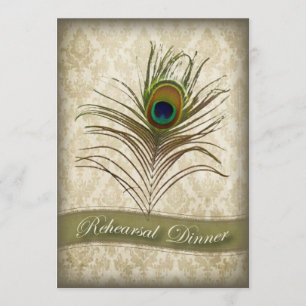 Vintage damask paon Répétition Dîner invitation
