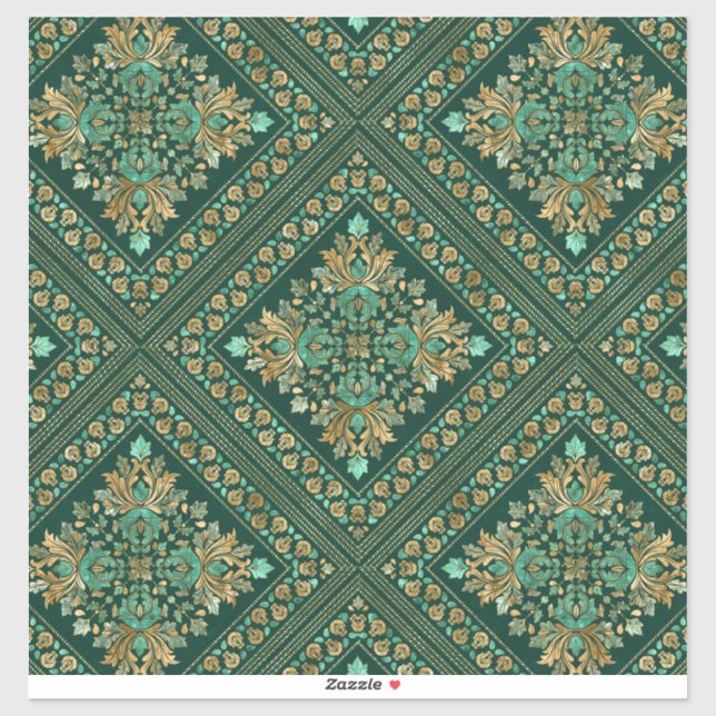 Vintage Damask Pattern - Emerald green and gold (Sheet)